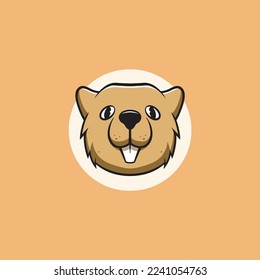 Cute otter smiling face cartoon illustration