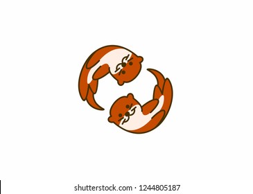 Cute otter smiling, vector illustration