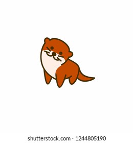 Cute otter smiling, vector illustration