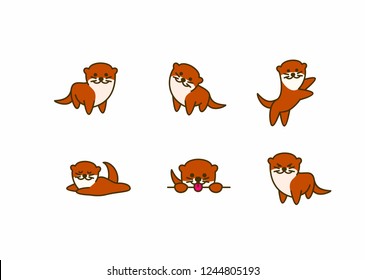 Cute otter smiling, vector illustration