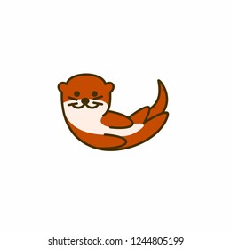 Cute otter smiling, vector illustration