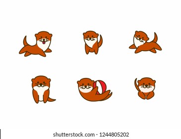 Cute otter smiling, vector illustration