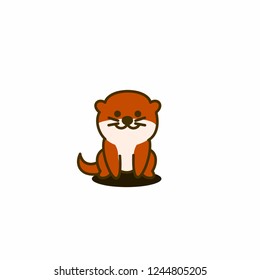 Cute otter smiling, vector illustration