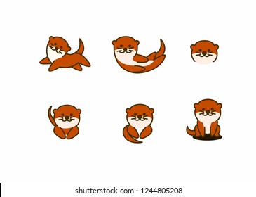 Cute Otter Smiling, Vector Illustration