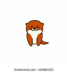 Cute otter smiling, vector illustration