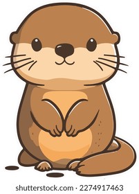 Cute otter sticker isolated vector