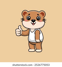 Cute Otter Thumbs Up With Cartoon Vector Icon Illustration