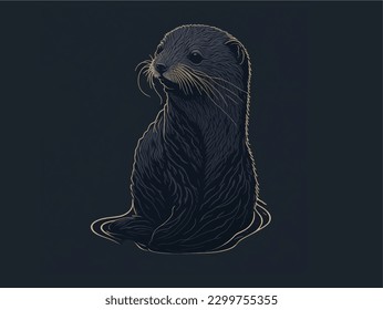 Cute otter vector art new 2
