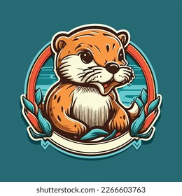 Icono del logotipo del vector de la nutria Cuadros Icono de deportes Ilustración plana