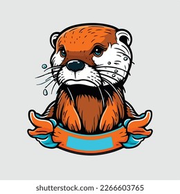 Cute otter Vector Logo Icon Sports Mascot flat illustration