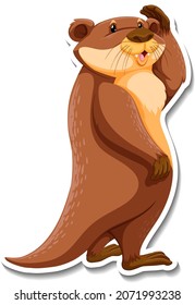 Cute otter wild animal cartoon sticker illustration