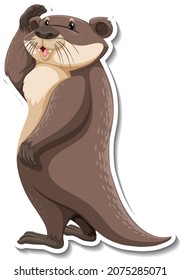 Cute otter wild animal cartoon sticker illustration