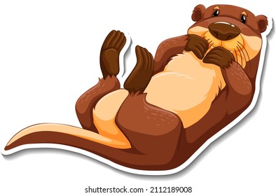 Cute otter wild animal cartoon sticker illustration