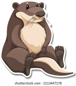 Cute otter wild animal cartoon sticker illustration