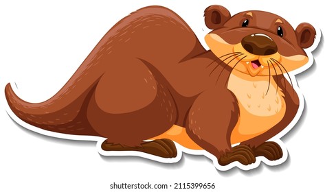 Cute otter wild animal cartoon sticker illustration