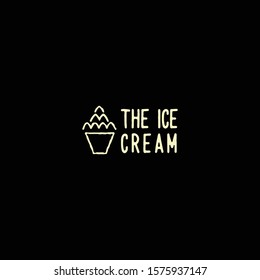 cute out line ice cream logo vector concept with white and black background
