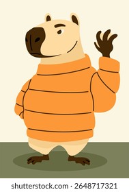 Cute outfit capybara vector illustration