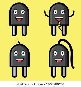Cute Outlet Cartoon Character. Vector Illustration. Set 4 Mascot