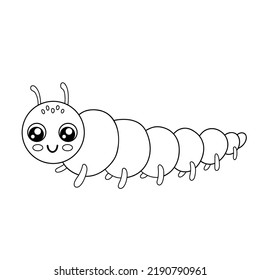 Cute Outline Caterpillar Isolated On White Stock Vector (Royalty Free ...