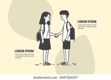 Cute outline character vector illustration of many different and ethnicity business people, young and old, man and woman. Outline, linear, thin line art, hand drawn sketch, doodle style. boy girl