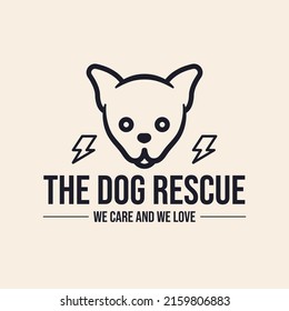 cute outline dog head logo concept