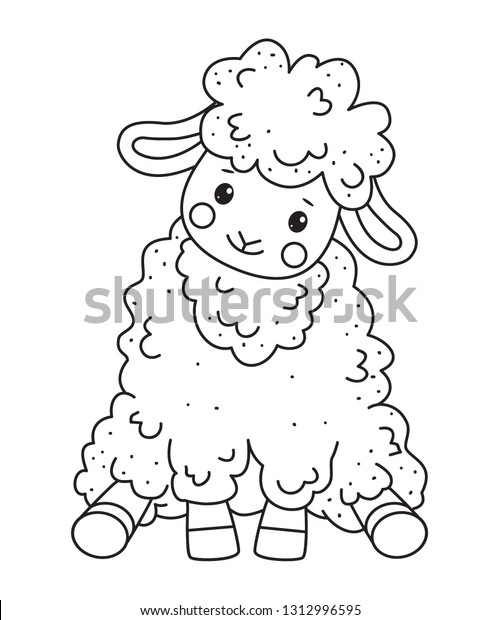 Cute Outline Doodle Sheep Sits Vector Stock Vector (Royalty Free ...