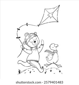 Cute outline drawings of animals for children's projects. Black and white vector illustrations of little animals, perfect for coloring pages, children's products, books, cards, and prints