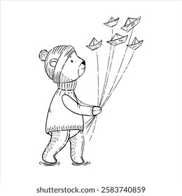 Cute outline drawings of animals for children's projects. Black and white vector illustrations of little animals, perfect for coloring pages, children's products, books, cards, and prints
