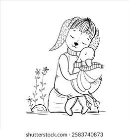 Cute outline drawings of animals for children's projects. Black and white vector illustrations of little animals, perfect for coloring pages, children's products, books, cards, and prints