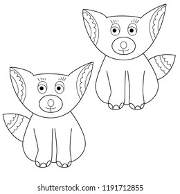 Cute outline foxes. Set of 2 cute foxes.