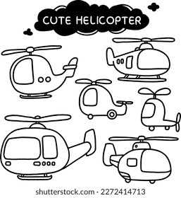Helicóptero de contorno corto para colorear