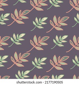El contorno corto deja un patrón sin fisuras. Papel de pared de hojas simples. Fondo floral botánico. Diseño para tela, textil, envoltura, cubierta.
