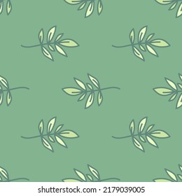 Cute outline leaves seamless pattern. Simple leaf wallpaper. Botanical floral background. Design for fabric, textile, wrapping, cover.