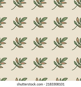 Cute outline leaves seamless pattern. Simple leaf wallpaper. Botanical floral background. Design for fabric, textile, wrapping, cover.