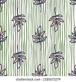 Cute outline leaves seamless pattern. Simple leaf wallpaper. Botanical floral background. Design for fabric, textile, wrapping, cover.