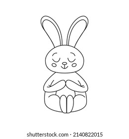 Hübsches Kaninchen, zum Färben. Kaninchen Bunny Cartoon Outline Farbbuch oder Seite für Kinder. Frohe Ostern im Doodle-Stil. Illustrationsvektor. 