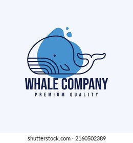 cute outline whale logo concept