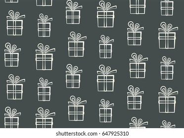 Cute outline white gift boxes pattern, nice present box silhouette pattern, wrapping paper