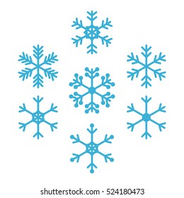 Cute outlined snowflakes for winter and christmas design isolated on white background.
