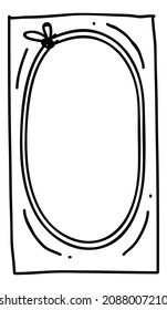 Cute oval picture frame. Blank portrait template