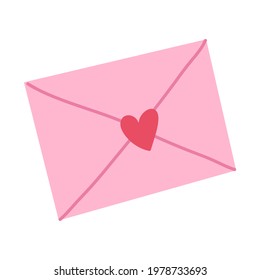 Cute Ove Letterpink Envelop Heartvector Hand Stock Vector (Royalty Free ...