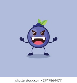 cute overpower Blueberry character, blueberry fruit