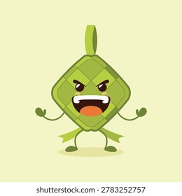 cute overpower Ketupat character. cute expression