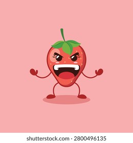 cute overpower Strawberry character. Fruit character