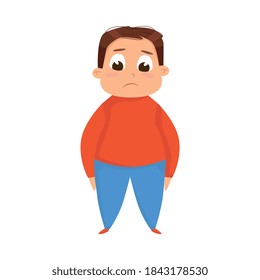 Cute Overweight Boy, Chubby Plump Kid Character Cartoon Style Vector Illustration