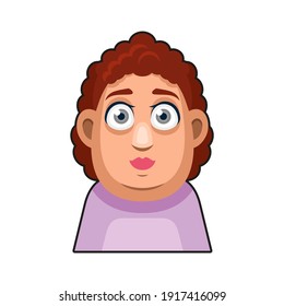 Cute overweight Girl Avatar Character. Young Woman Cartoon Style Userpic Icon