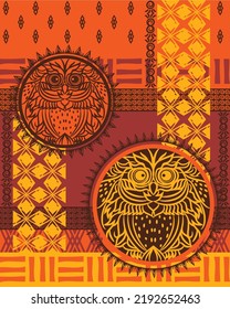 Cute Owl animal. Can be printed and used as wrapping paper, wallpaper, textile, coloring, fabric, etc.