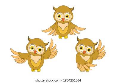 cute owl animal cartoon, simple vector illustration