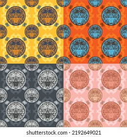 Cute Owl animal seamless pattern in boho style. Can be printed and used as wrapping paper, wallpaper, textile, coloring, fabric, etc.