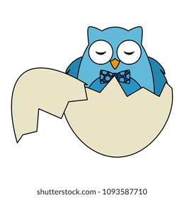 cute owl baby breaking the shell character